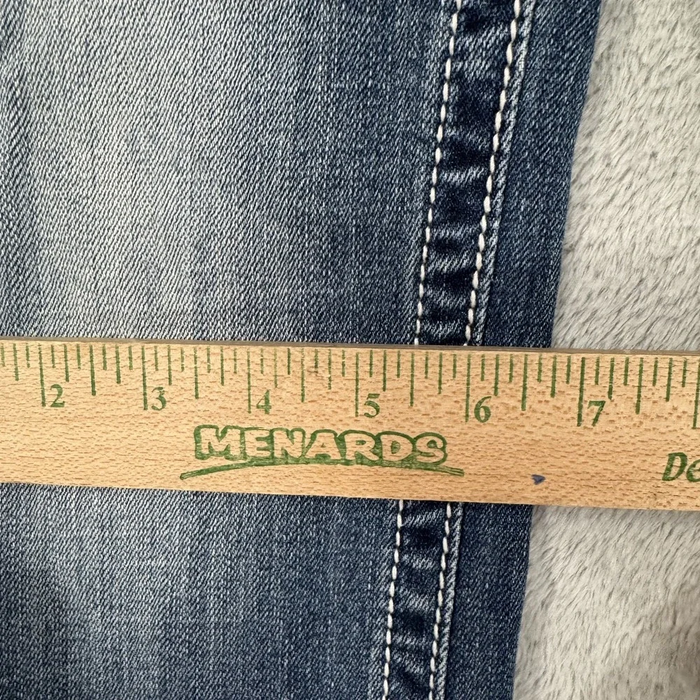 Miss Me Straight Low Rise Jeans Womens 27 Stretch Embellished Dark Wash Blue Y2K